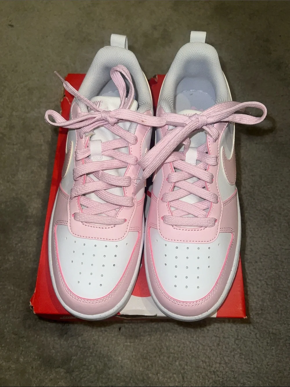 Nike Pink and White Low-Top Sneakers